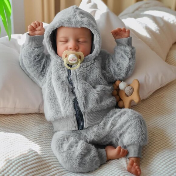 🆕17 Inch Boys Full Body Vinyl  Realistic with Toy Newborn Reborn Baby Doll - Picture 2 of 7